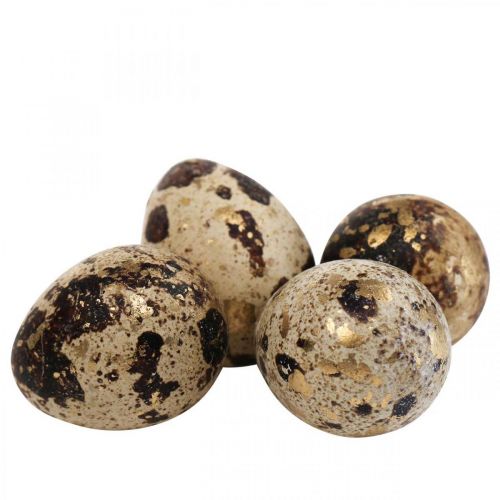 Floristik24 Ovos de codorna Deco Ovos soprados natureza/ouro 3 cm 12 unidades