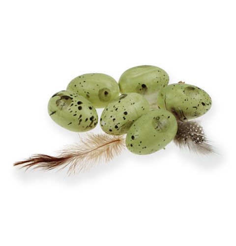 Floristik24 Ovos de codorna com pena 4cm 24pcs