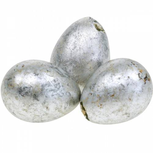 Floristik24 Decoração de ovo de codorna prata vazia 3cm decoração de páscoa 50 unidades