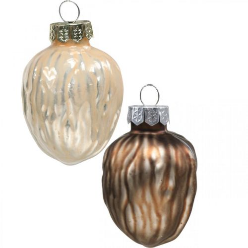 Itens Enfeites para árvore de natal pingente decorativo em nogueira vidro 4,5 cm 6 unidades