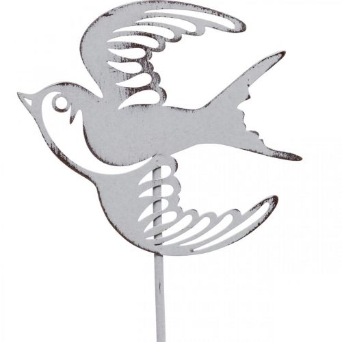 Itens Decoração de andorinha, decoração de parede de metal, pássaros para pendurar brancos, prata chique gasto A47,5 cm