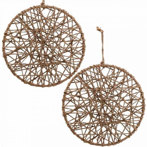 Floristik24 Decoração de parede estilo boho, anel decorativo fita de juta Ø28.5cm 4pcs