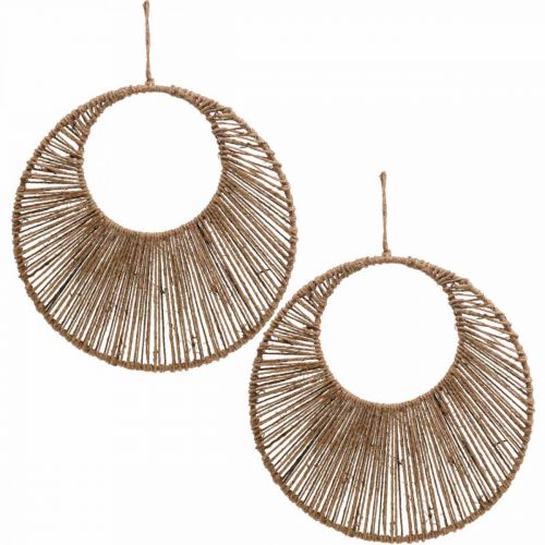 Floristik24 Decoração de parede estilo boho, anel decorativo fita de juta Ø38.5cm 2pcs