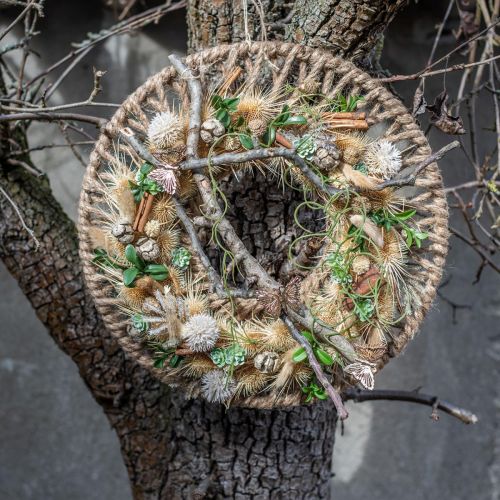 Floristik24 Decoração de parede estilo Boho, fita decorativa de juta Ø38cm