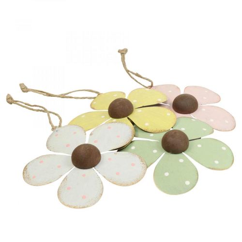 Floristik24 Decoração de parede de metal flor decoração de porta branco rosa verde amarelo 10cm 4 unid.