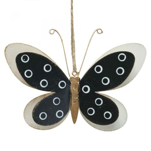 Floristik24 Arte de parede borboleta déco preto branco ouro metal 15 cm