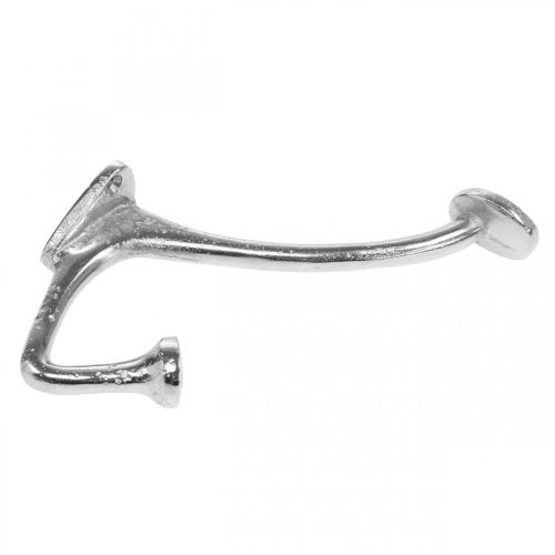 Itens Gancho de parede gancho de decoração de metal prateado com aparência vintage H22cm