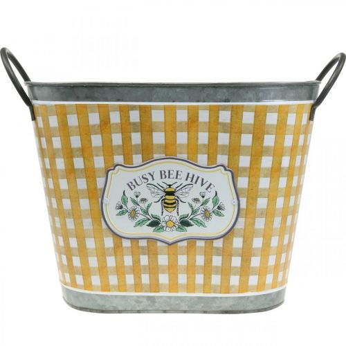 Itens Vaso oval abelha xadrez decoração de verão floreira 38×24×29cm