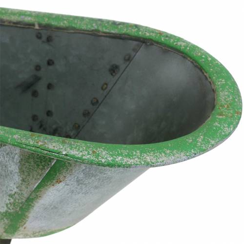 Floristik24 Tubo decorativo de metal usado prata, verde 44,5 cm x 18,5 cm x 15,3 cm
