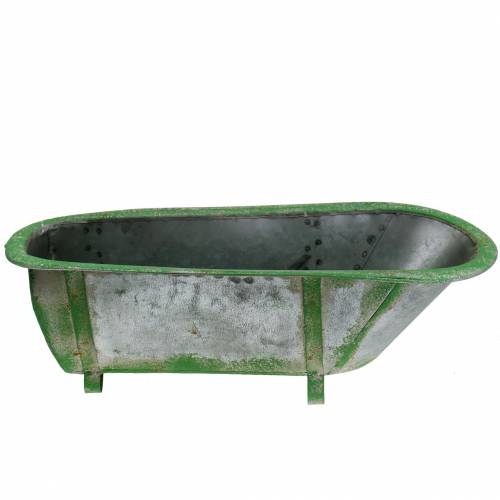Floristik24 Tubo decorativo de metal usado prata, verde 44,5 cm x 18,5 cm x 15,3 cm