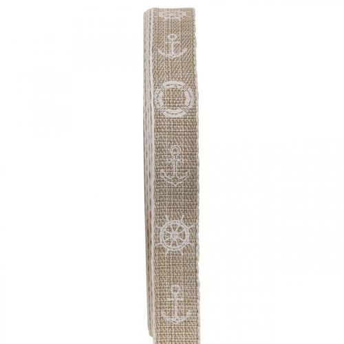 Fita tecida âncora fita decorativa marrom marinho, branca 15mm 20m