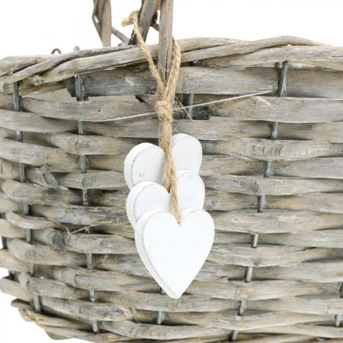 Floristik24 Cesto para plantas com decoração de coração, decoração de casamento, cesto para plantação, estilo campestre H20.5 L23cm