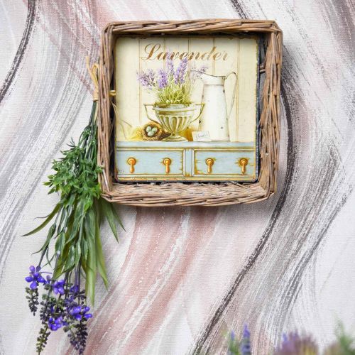 Floristik24 Cesto de vime com motivo lavanda 20cm