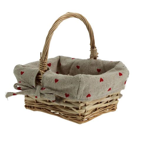 Floristik24 Cesto de vime com inserção de tecido 15x11,5cm
