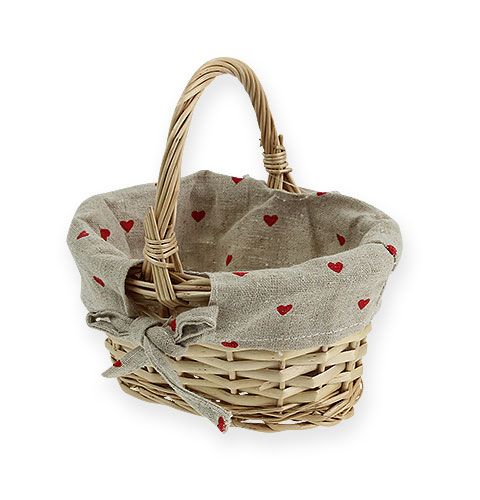 Floristik24 Cesta de vime oval com inserção de tecido 15,5 cm