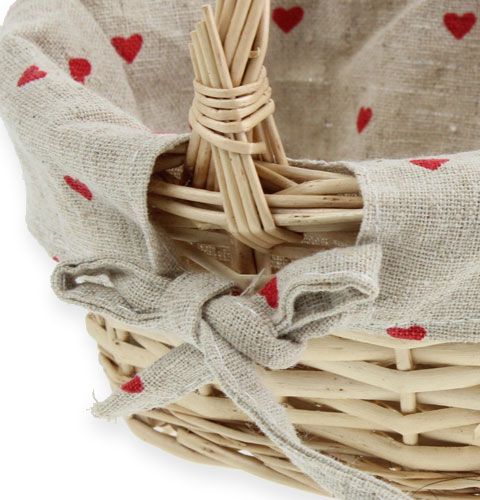 Floristik24 Cesta de vime redonda com inserção de tecido de 14 cm