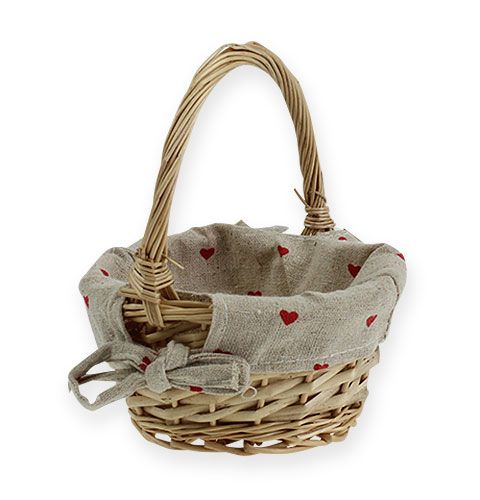 Cesta de vime redonda com inserção de tecido de 14 cm