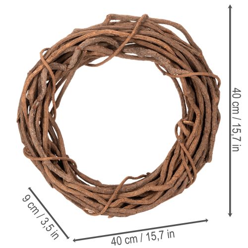 Coroa de vime natural para artesanato floral, 40cm | Floristik24.pt