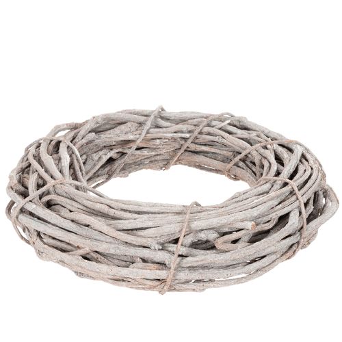 Guirlanda decorativa de salgueiro, feita de ramos pintados de branco, 40 cm | Floristik24.pt