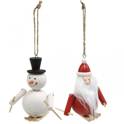 Itens Conjunto de 2 enfeites de árvore de Natal Papai Noel e boneco de neve 11cm