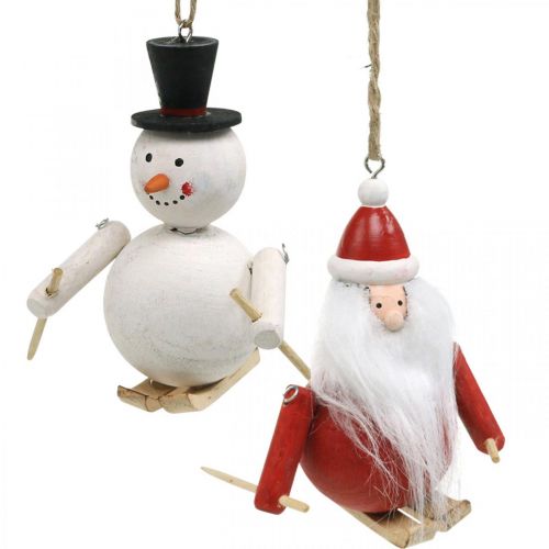 Itens Conjunto de 2 enfeites de árvore de Natal Papai Noel e boneco de neve 11cm
