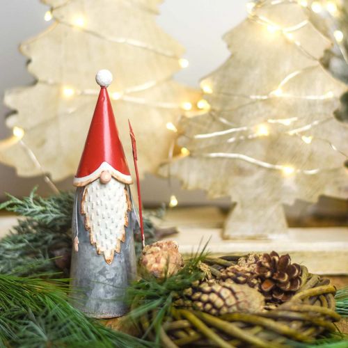 Floristik24 Duende de Natal com estrela 18cm vermelha, metal cinza 2 unidades