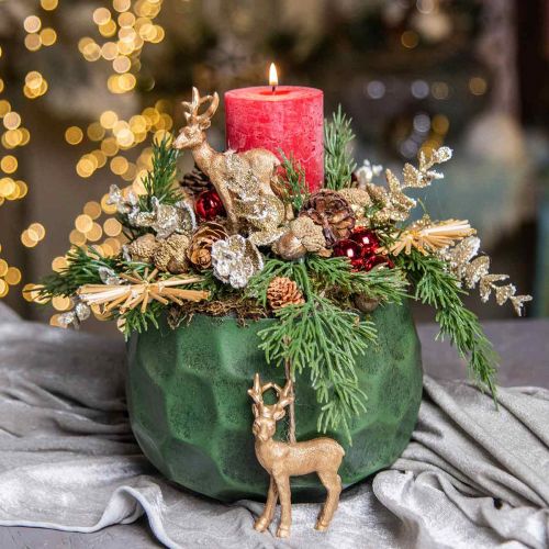 Floristik24 Pingente de Natal rena deco veado ouro 9,5 cm 4 unidades
