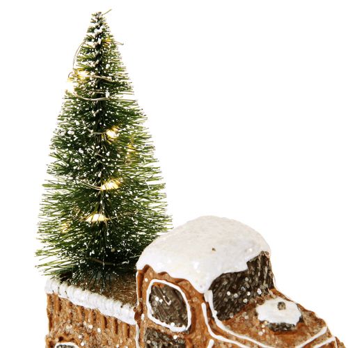 Floristik24 Carro de Natal com árvore de Natal LED em marrom branco 2 peças