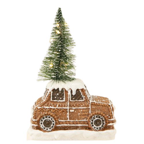 Floristik24 Carro de Natal com árvore de Natal LED em marrom branco 2 peças