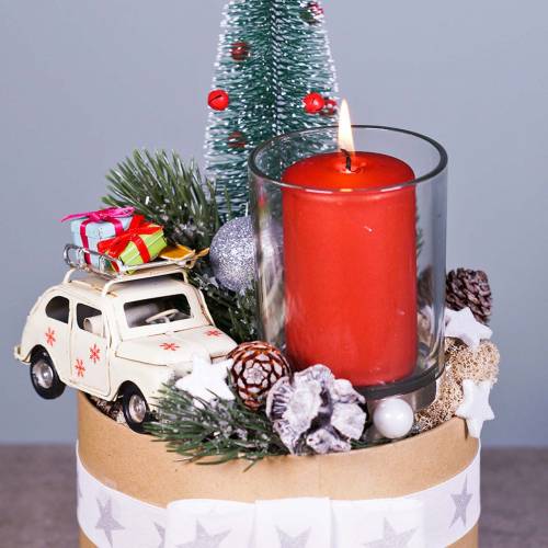 Floristik24 Carro de natal com pacotes vermelho L11cm