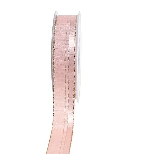 Floristik24 Fita de Natal rosa claro com borda dourada 25mm 20m