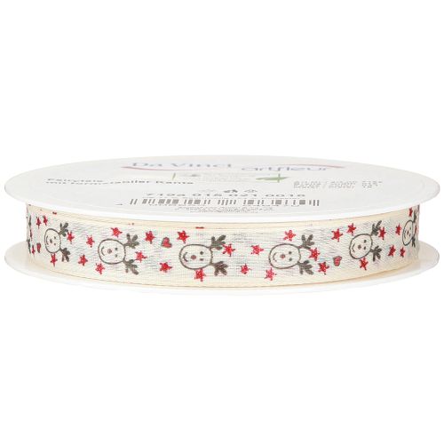 Itens Fita de Natal com rena branca creme borda resistente 15mm 18m