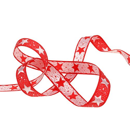 Floristik24 Fita de Natal com estrelas vermelhas 15mm 20m