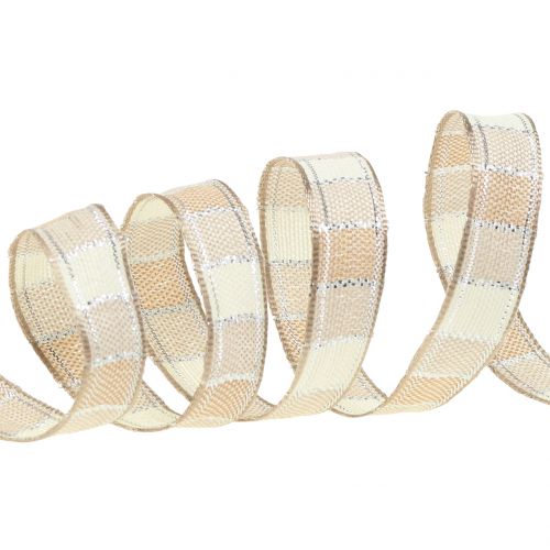 Floristik24 Fita de Natal Creme 15mm 15m