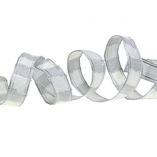 Floristik24 Fita de Natal cinza 15mm 15m