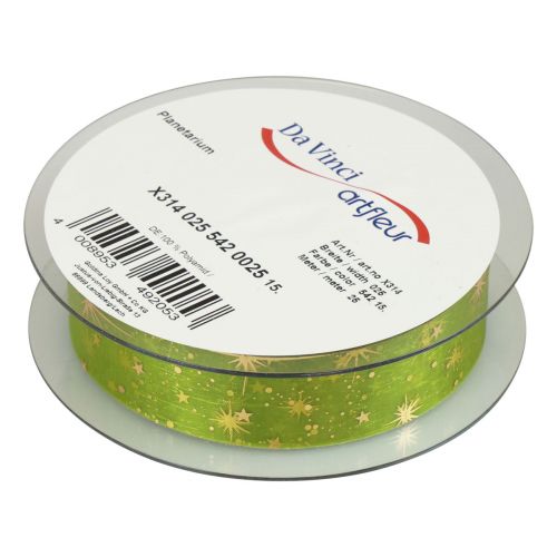 Itens Fita de Natal, fita de organza padrão estrela verde 25mm 25m