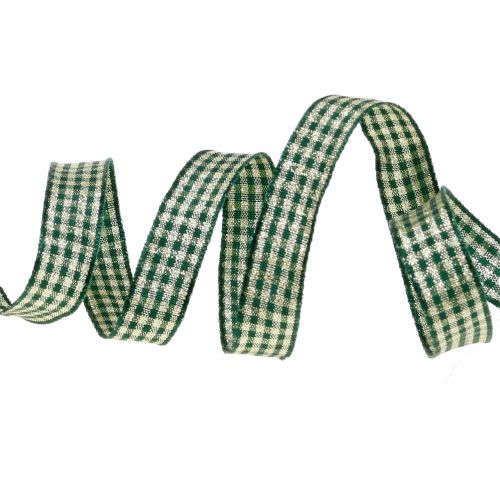 Floristik24 Fita de Natal com fita xadrez verde mica 15mm 20m