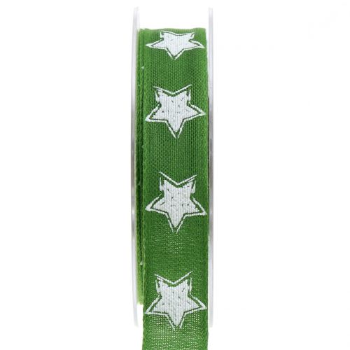 Floristik24 Look de linho com fita de Natal com verde estrela 25mm 15m