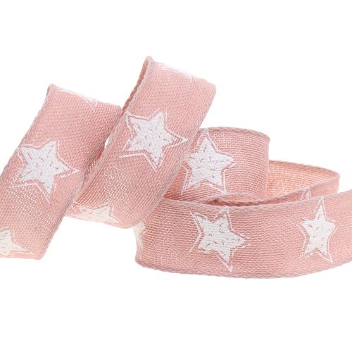 Itens Look de linho com fita de Natal com estrela rosa 25mm 15m