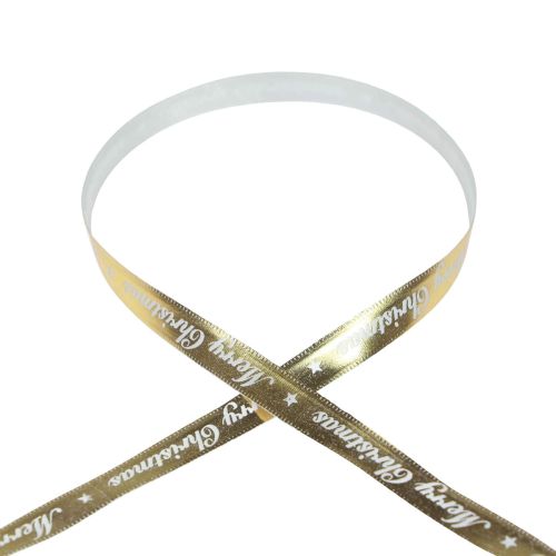 Itens Fita de Natal Fita de Feliz Natal Ouro Branco 10mm 20m