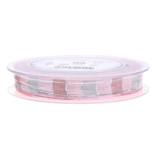 Floristik24 Fita de Natal rosa 15mm 15m
