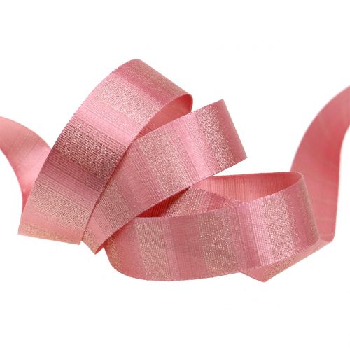 Floristik24 Fita de Natal com fio dourado rosa 25mm 20m