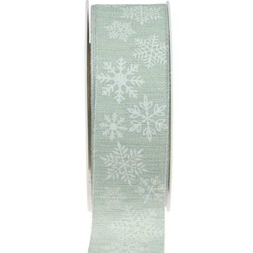 Itens Fita de presente de floco de neve de Natal verde claro 35mm 15m