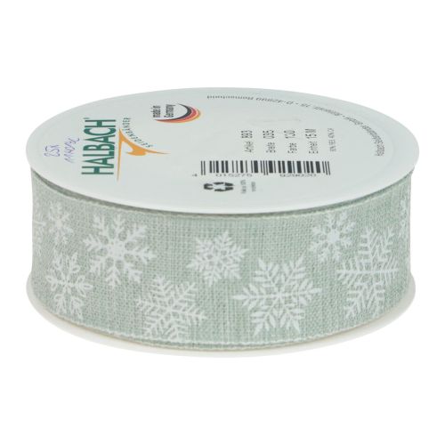 Floristik24 Fita de presente de floco de neve de Natal verde claro 35mm 15m