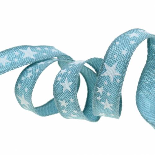 Floristik24 Fita de juta com motivo estrela azul 15mm 15m