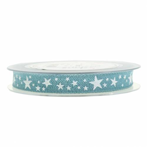 Floristik24 Fita de juta com motivo estrela azul 15mm 15m