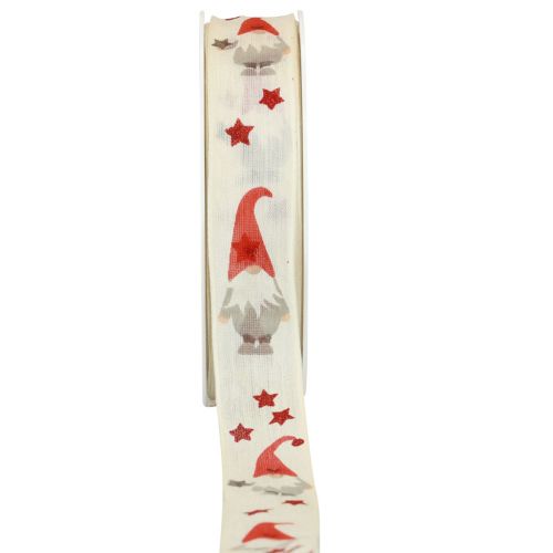 Fita para presente Fita de Natal gnomo creme 25mm 20m