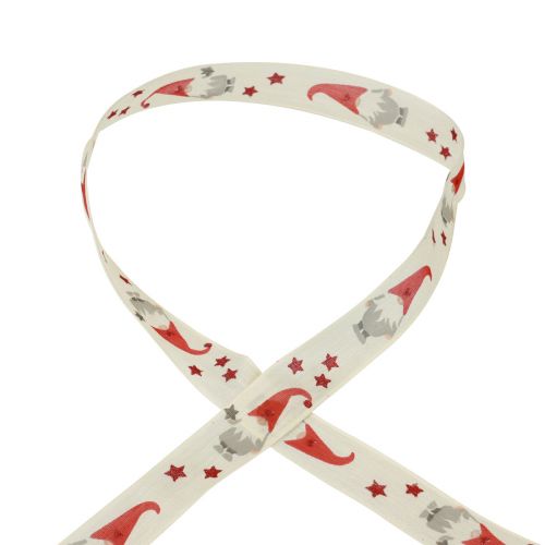 Fita para presente Fita de Natal gnomo creme 25mm 20m
