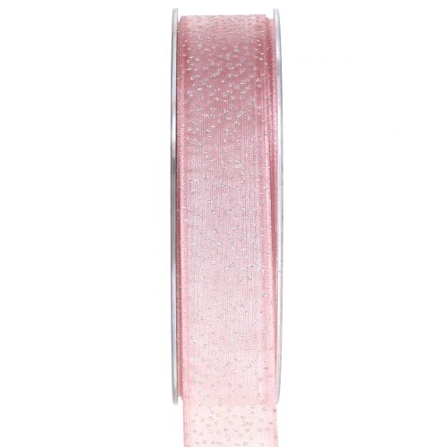 Fita de Natal com mica rosa 25mm 20m