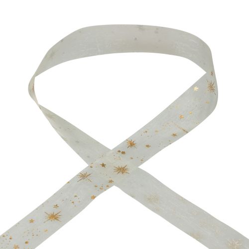 Itens Fita de Natal, fita de organza padrão estrela branca 25mm 25m